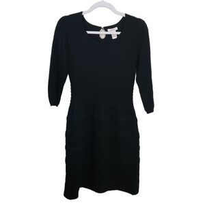 Sundance Sculptured Delight Black Silk Cotton Knit Dress Size XS